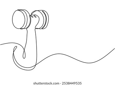 Continuous line drawing of a hand holding a dumbbell. Health and fitness concept illustration.