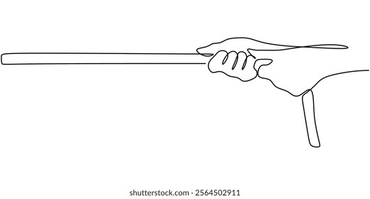 Continuous line drawing of a hand holding rope. A symbol of guidance, control, and the grip on life challenges. Vector illustration one line art minimalist.