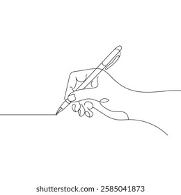 Continuous Line Drawing of a Hand Holding a Pen