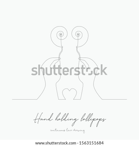 continuous line drawing. hand holding lollipops. simple vector illustration. hand holding lollipops concept hand drawing sketch line.