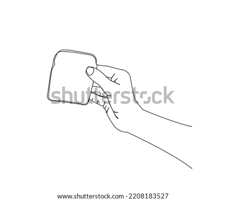 Continuous line drawing of Hand Holding White Bread vector illustration. White Bread single line art hand drawn minimalism style.
