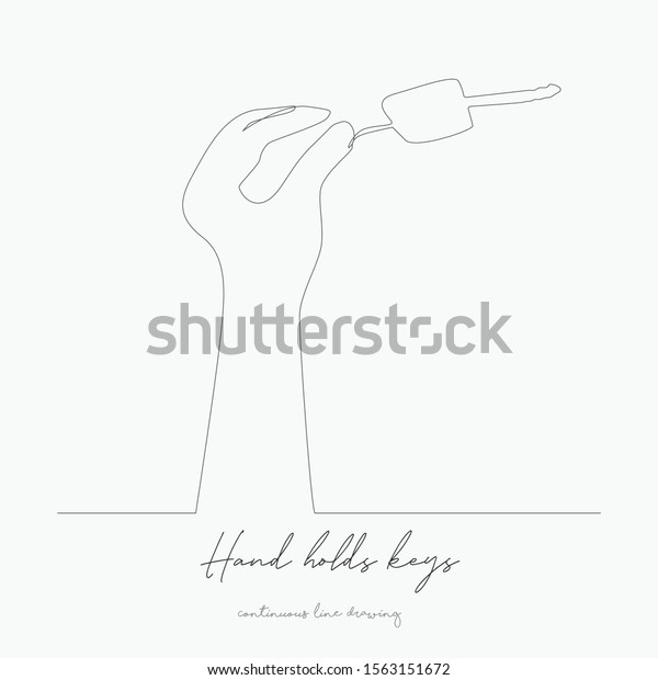 continuous\
line drawing. hand holds keys. simple vector illustration. hand\
holds keys concept hand drawing sketch\
line.