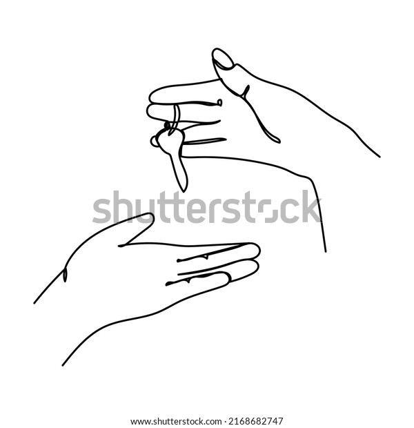 Continuous line drawing. The hand holds the\
keys to the car or apartment. Real estate sale concept. Vector\
illustration isolated on white\
background