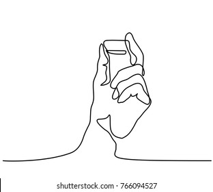 Continuous line drawing. Hand keeping electronic chip. Vector illustration