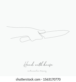 continuous line drawing. hand with knife. simple vector illustration. hand with knife concept hand drawing sketch line.