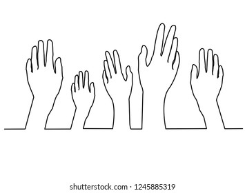 Continuous line, drawing of hand is lifting vector illustration.