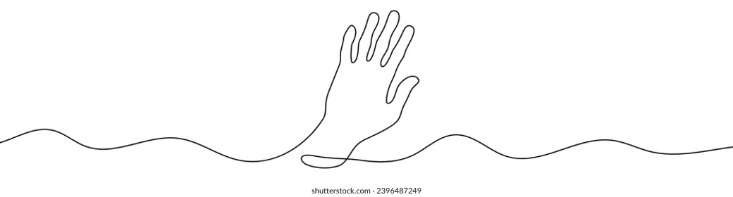 Continuous line drawing of hand. Hand linear icon. One line drawing background. Vector illustration. Hand continuous line icon