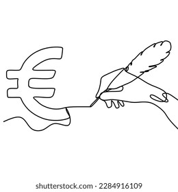 continuous line drawing of hand outline business chart
