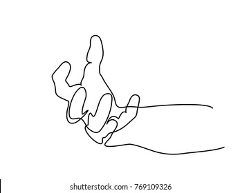 Continuous line drawing. Hand palm with fingers. Vector illustration