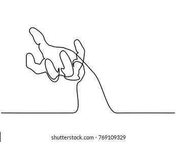 Continuous line drawing. Hand palm with fingers. Vector illustration