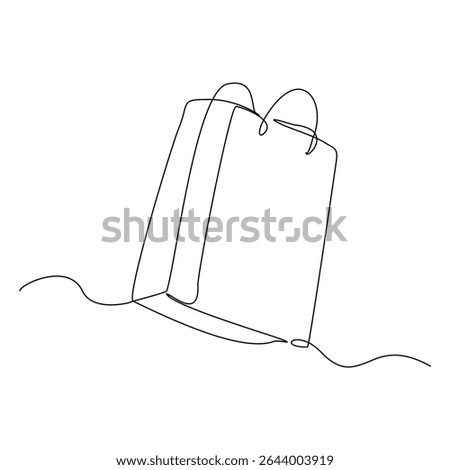 Continuous line drawing of hand paper shopping bags. Vector illustration sketch art editable stroke of shopper big sale consumerism concept