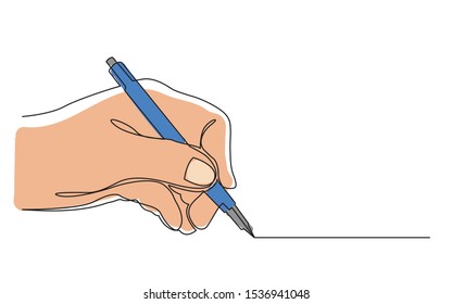 continuous line drawing of hand drawing line with pen