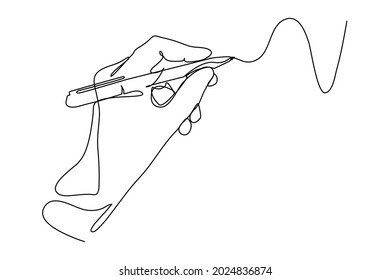 continuous line drawing of hand drawing line with pen