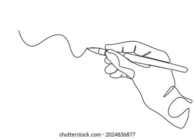 continuous line drawing of hand drawing line with pen