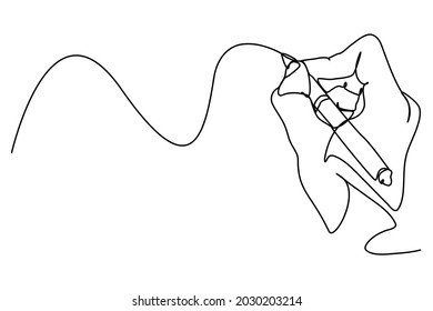continuous line drawing of hand drawing line with pen