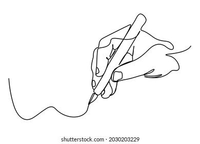 continuous line drawing of hand drawing line with pen
