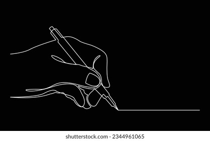 continuous line drawing of hand drawing line with pen