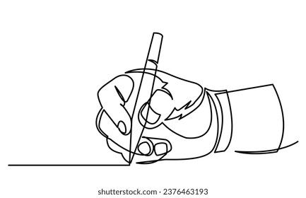 continuous line drawing of a hand with pen line art illustration.