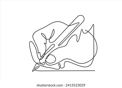 continuous line drawing of hand drawing line with pen