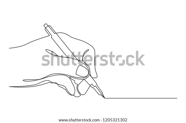 continuous
line drawing of hand drawing line with
pen