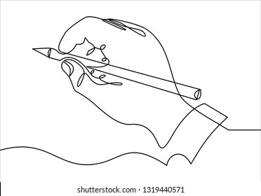 continuous line drawing of hand drawing line with pencil.vector illustration