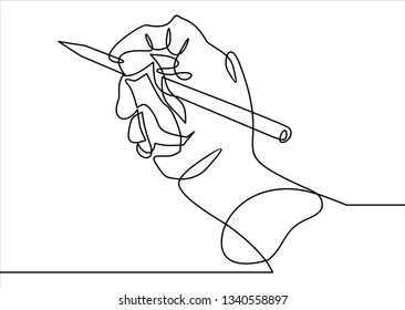 continuous line drawing of hand drawing line with pencil.vector illustration