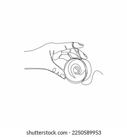 continuous line drawing of hand playing yoyo