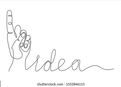 Continuous line drawing of hand pointing finger symbol idea