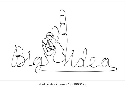Continuous line drawing of hand pointing finger symbol idea