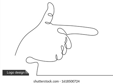 continuous line drawing of hand pointing finger 