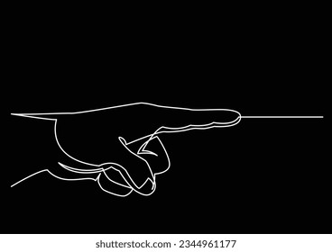 dibujo de línea continua en la dirección de la mano apuntando con el dedo índice