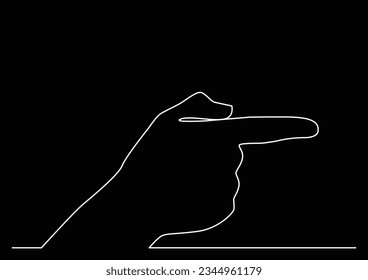 continuous line drawing of hand pointing direction