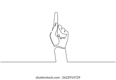 Continuous line drawing Hand pointing direction finger, One line drawing hand pointing gesture. Finger instruction concept, Continuous line drawing of hand finger pointing up.