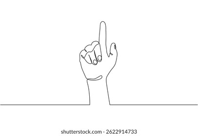 Continuous line drawing Hand pointing direction finger, One line drawing hand pointing gesture. Finger instruction concept, Continuous line drawing of hand finger pointing up.