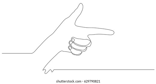 continuous line drawing of hand with pointing finger