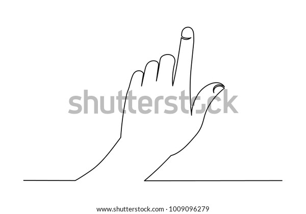Continuous line drawing. Hand with a pointing finger. Drawing from the