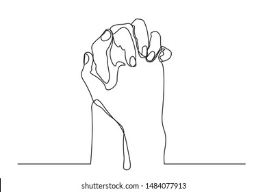 continuous line drawing of  hand prayer Line simple, minimal