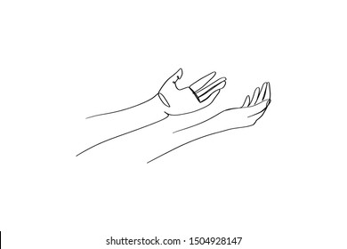 continuous line drawing of  hand prayer