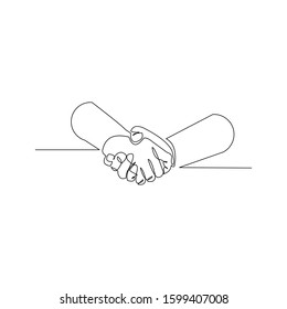 continuous line drawing of hand shake deal vector illustration