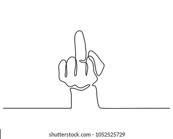 Continuous Line Drawing. Hand Showing Middle Finger. Vector Illustration