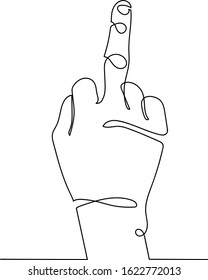 Continuous line drawing of Hand showing middle finger.