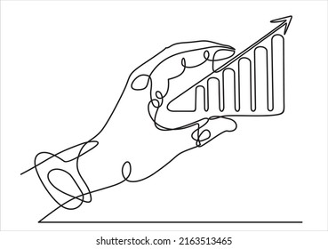 continuous line drawing of a hand showing growth graph