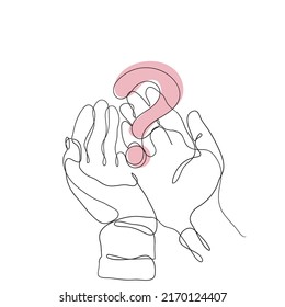 continuous line drawing hand showing question mark symbol illustration