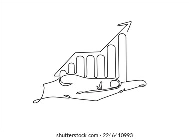 continuous line drawing of a hand showing growth graph