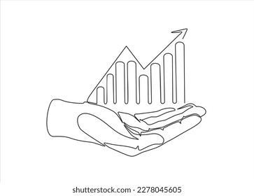 continuous line drawing of a hand showing growth graph