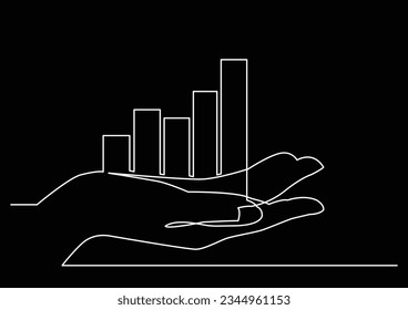 continuous line drawing of hand showing growth chart