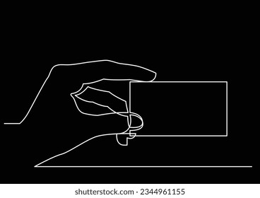 continuous line drawing of hand showing blank business card