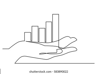 desenho de linha contínua de mão mostrando gráfico de crescimento