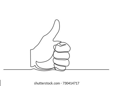 Continuous Line Drawing Of Hand Showing Great Sign