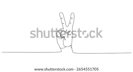 Continuous Line Drawing of Hand Showing two fingers